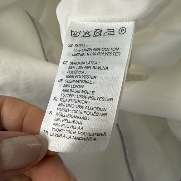 H&M Linen Blend Blazer Womens Size 8 White Single Breasted Preppy Capsule Career - Picture 13 of 15